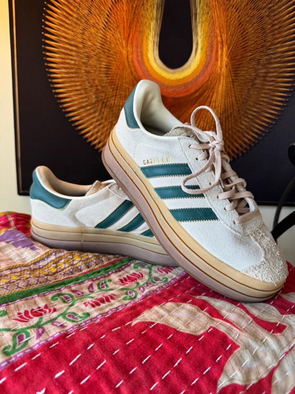 Adidas Gazelle Platform in Cream/Green  W8